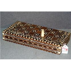 IVORY INLAID CHESSBOARD WITH SOME IVORY PCS, PROV
