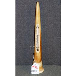CARVED IVORY TUSK THERMOMETER, 13.5" HIGH
