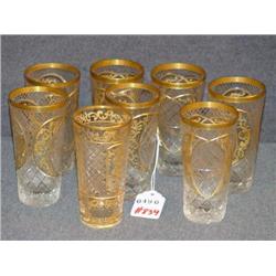 LOT OF 8 CROSSHATCHED AND ENAMEL GILT DECORATED GL