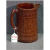 Image 1 : INDIAN PEACE SIGN DECORATED BROWN STONEWARE PITCHE