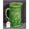 Image 1 : GRAPE DECORATED GREEN STONEWARE PITCHER 8.25" HIGH