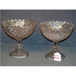 EARLY FLINT GLASS SAW TOOTH COMPOTES 7.25" HIGH- 2