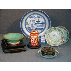 LOT 6 PIECES EARLY ORIENTAL PORCELAIN INCL CANTON