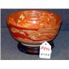 Image 1 : ORIENTAL BOWL ON TEAK BASE, 3.5" HIGH