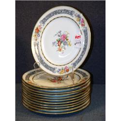 SET OF 12 FLORAL DECORATED LIMOGES PLATES