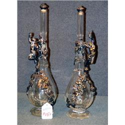 SILVER MOUNTED GLASS DECANTERS- 2 X THE MONEY