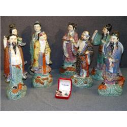 LOT OF 8 EARLY ORIENTAL PORCELAIN IMMORTAL FIGURES