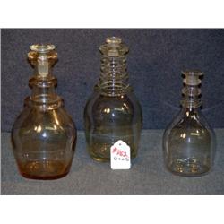 EARLY BLOWN 3 RING NECK DECANTERS- 3 X THE MONEY