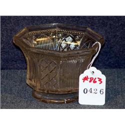 EARLY FLINT GLASS CATHEDRAL PANELED SPILL, 3.5"