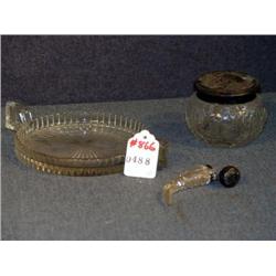 LOT HEISEY DISH, VICTORIAN PERFUME, AND DRESSER