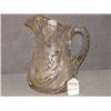 Image 1 : CUT GLASS PITCHER WITH ETCHED THISTLE DESIGN, 9"