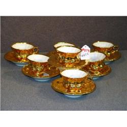 SCHOENAU GOLD CUPS AND SAUCERS, SET OF 6