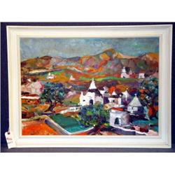 OIL ON CANVAS BY FRANCO CALZI, "TERRA BRINDISIMA,"