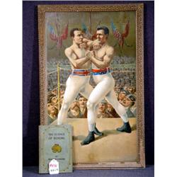 BOXING PRINT WITH 1893 SCIENCE OF BOXING BOOK