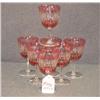 Image 1 : SET OF 7 RUBY FLASHED CUT CRYSTAL STEMWARE
