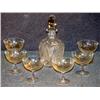 Image 1 : CUT GLASS CRUET WITH ETCHED CHAMPAGNES