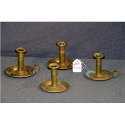 BRASS SAUCER BASED CANDLESTICKS- 4 X THE MONEY