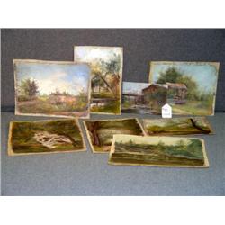 LOT OF 8 UNFRAMED 19TH C OILS ON CANVAS, INCL GAZE
