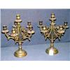 Image 1 : PAIR OF 6 BRANCH BRASS CANDELABRAS