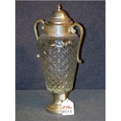MADE IN ITALY GLASS AND SILVERPLATED URN