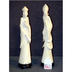PAIR OF IVORINE ORIENTAL FIGURINES