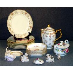 TRAY LOT OF CHINA INCL FANCY TEAPOT, PLATES, AND