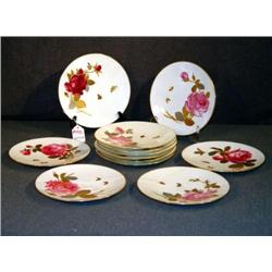SET OF 12 FLORAL DECORATED PLATES BY BROWN, WESTHE