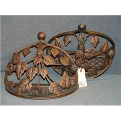 PAIR OF FLORAL AND LEAF METAL WALL BACKETS