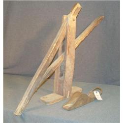 PRIMITIVE WAGON JACK AND IRON WAGON BRAKE