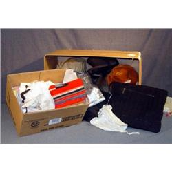 BOX LOT OF MATERIALS INCL VICTORIAN APPAREL, DRESS