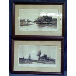 STEEL ENGRAVINGS, COUNTRY SCENES; ONE SIGNED FIELD