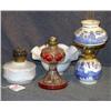 Image 1 : LOT 3 MINIATURE LAMPS AND MILK GLASS SHADE