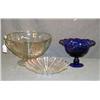 Image 1 : LOT OF 3 PCS GLASS, PUNCH BOWL, BLUE COMPOTE, ETC.