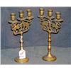 Image 1 : PAIR OF 3 BRANCH BRASS CANDELABRA