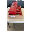 Image 1 : TRAY OF SHOP HARDWARE AND ORGANIZER , AND BEACH TOOL BOX W/ CONTENTS