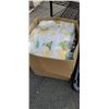Image 2 : BOX OF FABRIC WITH LOT OF STORAGE TOTES AND BINS