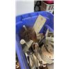 Image 8 : TRAY OF POWER TOOLS WITH TOTE OF CHIMNEY SWEEP AND MORE