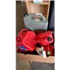 Image 2 : LOT OF JERRY CANS, MULTI USE TRANSFER PUMP, 2 VINTAGE DRILLS AND WATER JUG
