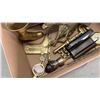 Image 2 : LOT OF BRASS ITEMS: LARGE KEY, HYGROMETER, LARGE EAGLE, 2 BRASS HIGHTOP BOOTS, COWBOY BOOT KE HANGER