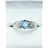 Image 2 : STERLING SILVER 7MM NATURAL BLUE TOPAZ (1.38CTS) & WHITE SAPPHIRE RING, W/A $455.00, SIZE 7, BLUE TO