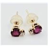 Image 1 : 14KT. YELLOW GOLD 3.85MM NATURAL ENHANCED RUBY (0.86CTS) & DIAMOND (0.02CTS) EARRINGS, W/A $650.00, 