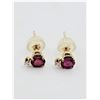 Image 2 : 14KT. YELLOW GOLD 3.85MM NATURAL ENHANCED RUBY (0.86CTS) & DIAMOND (0.02CTS) EARRINGS, W/A $650.00, 