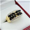 Image 2 : STERLING SILVER YELLOW GOLD TONE PLATED NATURAL BLUE SAPPHIRE RING, 12 SAPPHIRE (0.84CTS), W/A $500.