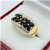 Image 3 : STERLING SILVER YELLOW GOLD TONE PLATED NATURAL BLUE SAPPHIRE RING, 12 SAPPHIRE (0.84CTS), W/A $500.