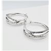 Image 2 : STERLING SILVER DIAMOND HOOP EARRINGS, 10 DIAMONDS (0.03CTS), W/A $600.00, DIAMOND IS THE BIRTHSTONE