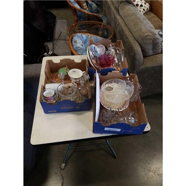 3 BOXES OF PINWHEEL CRYSTAL AND COLLECTIBLES