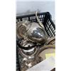 Image 2 : LOT OF SILVER PLATE ITEMS, GRAVY BOAT WITH TRAY , TEAPOT, BUTTERDISH, 3 PLATES AND SMALL BASKET