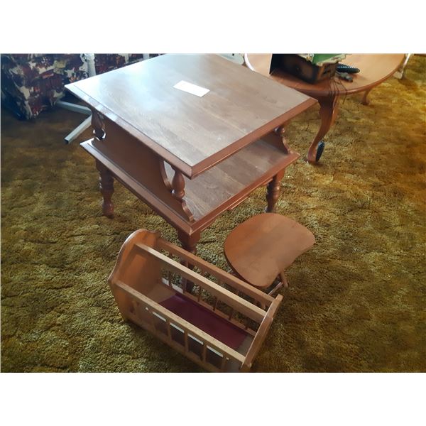 Table, Stool, Clock A