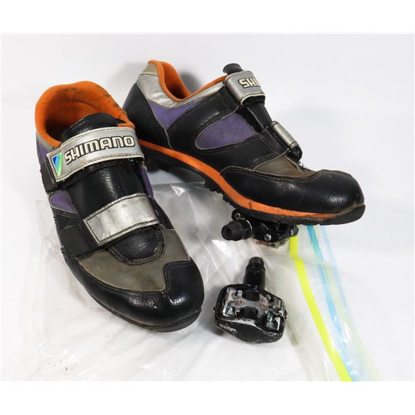 ESTATE SHIMANO BIKING SHOES WITH CLEAT AND PEDALS (USED)