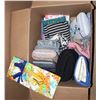 BOX OF ASSORTED FABRIC FOR SEWING/ CRAFTING